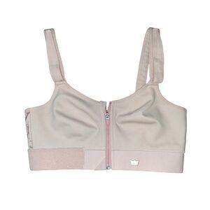 Shefit Women's Luxe Sports Bra Pale Pink Blush Adjustable Band Straps Front Zip